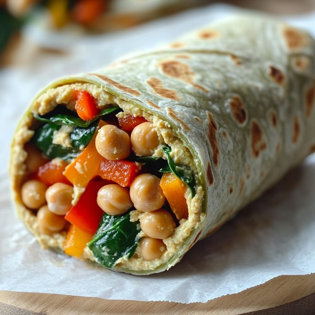 High-Protein Veggie Hummus Wrap Lunch