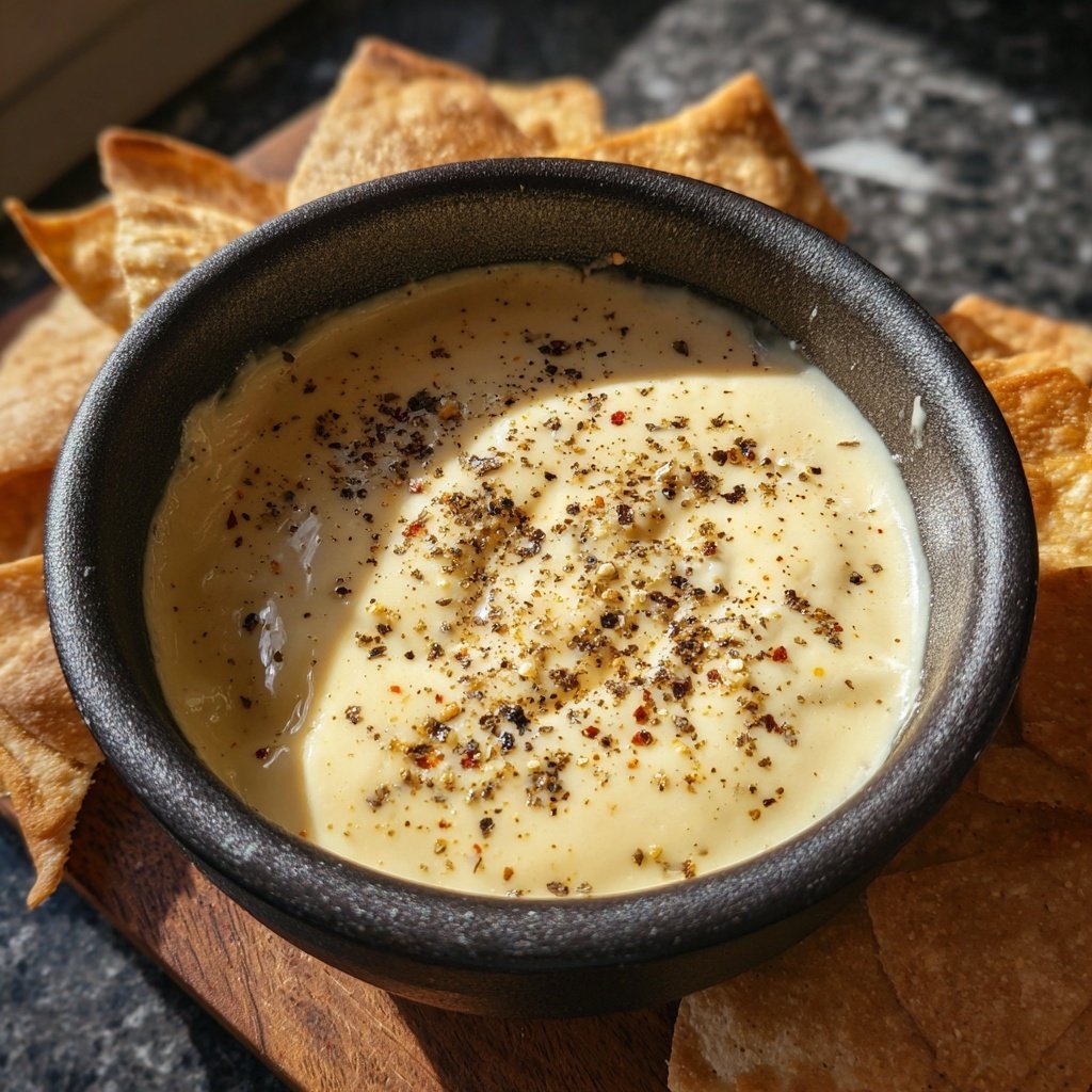 Fondue with White Cheddar and Cracked Pepper