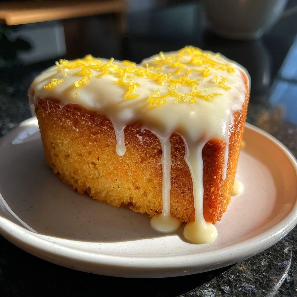 Mini Heart Cake with Lemon Frosting