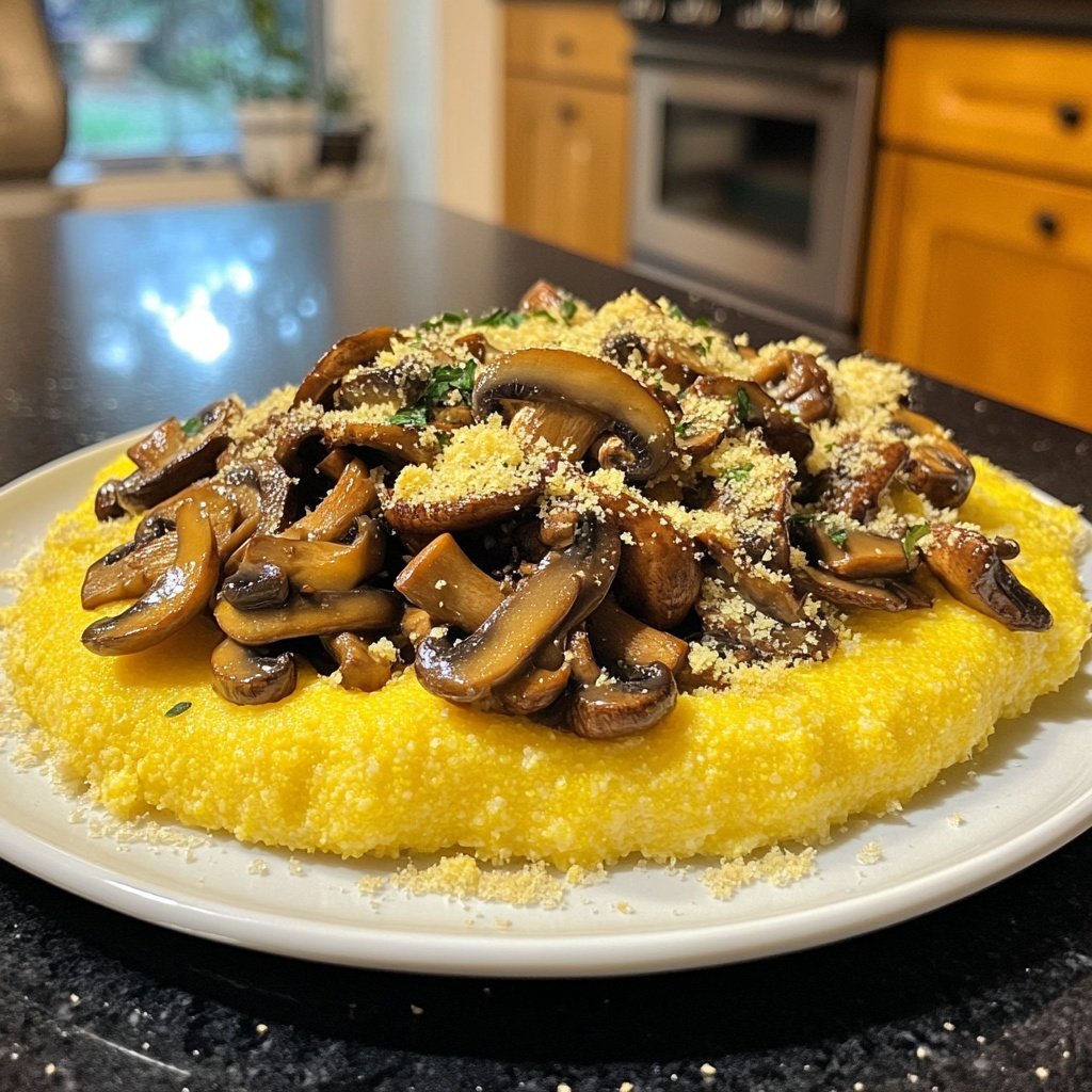 Romantic Creamy Polenta with Mushrooms