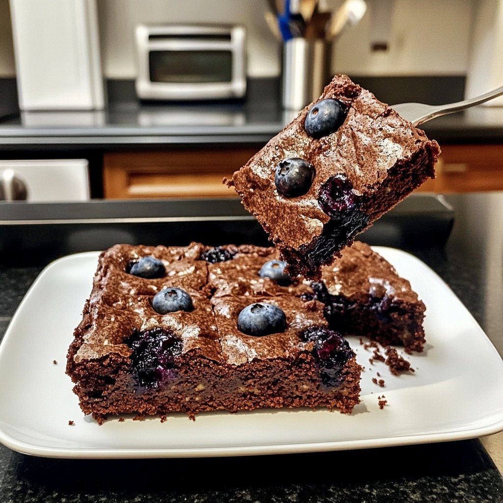 Cottage Cheese Brownies with Blueberries