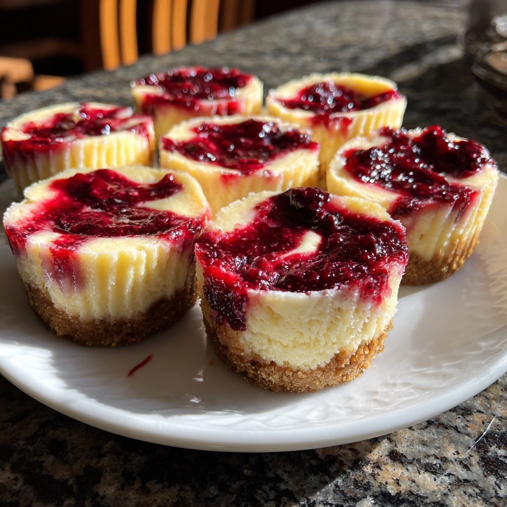 Mini Cheesecakes with Berry Swirl