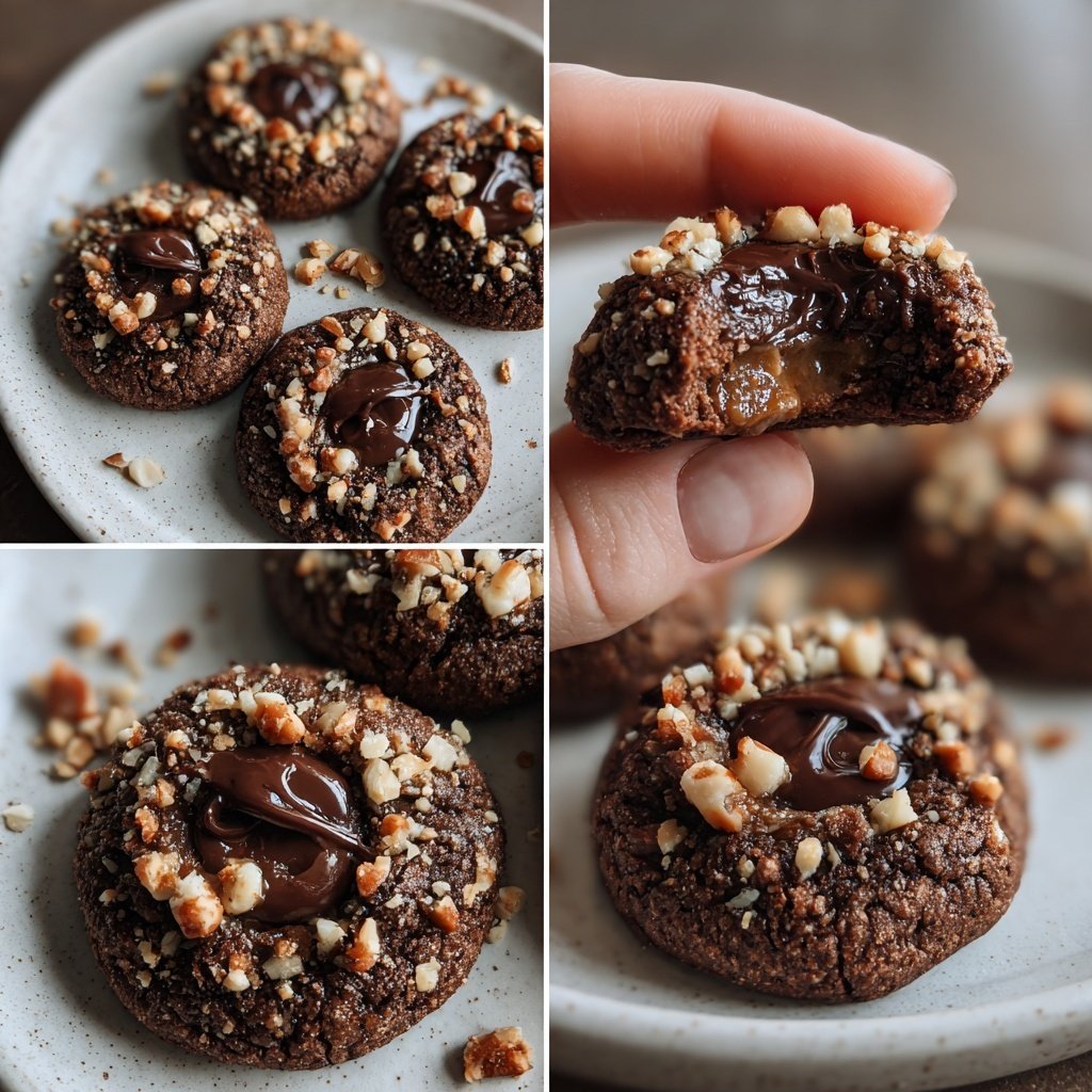 Chocolate Hazelnut Thumbprint Cookies
