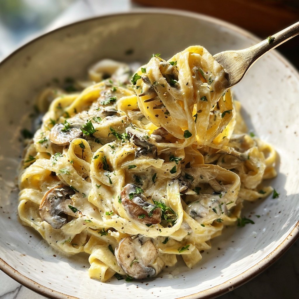 Romantic Creamy Mushroom Tagliatelle