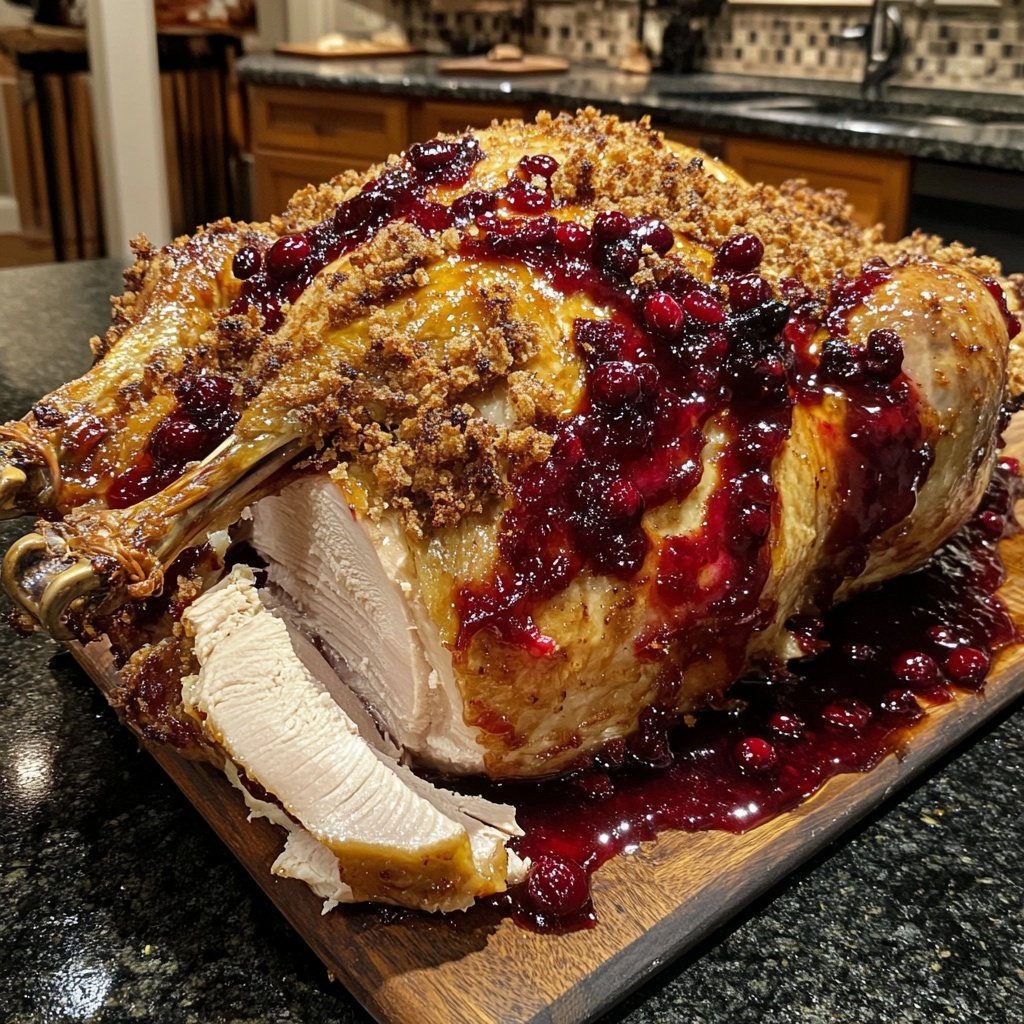 Roasted Turkey with Cranberry Glaze