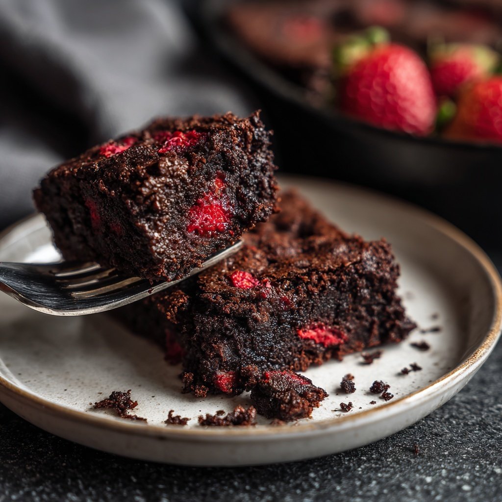 Cottage Cheese Brownies with Strawberry Pieces